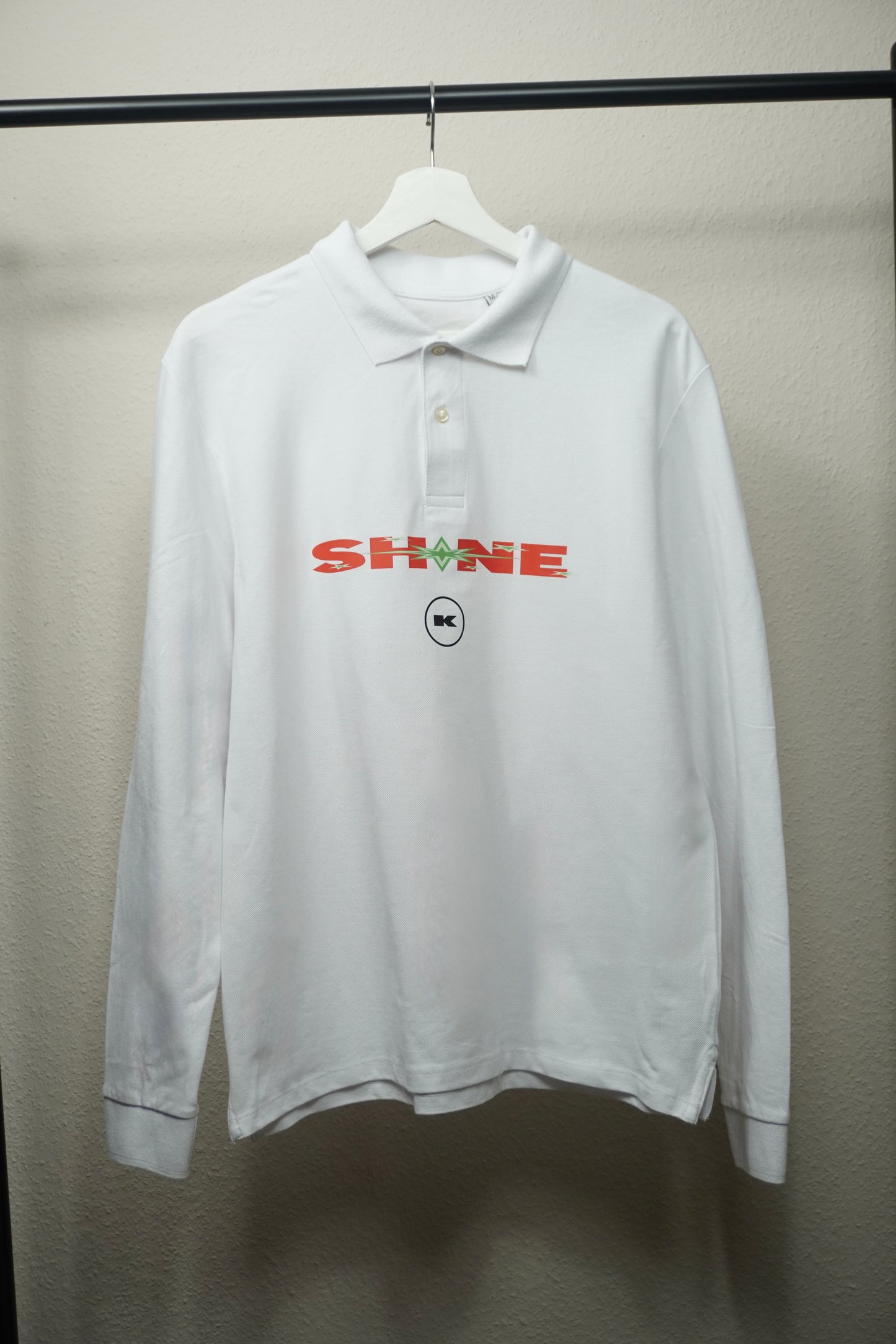 Langarm Poloshirt Weiß - Shine