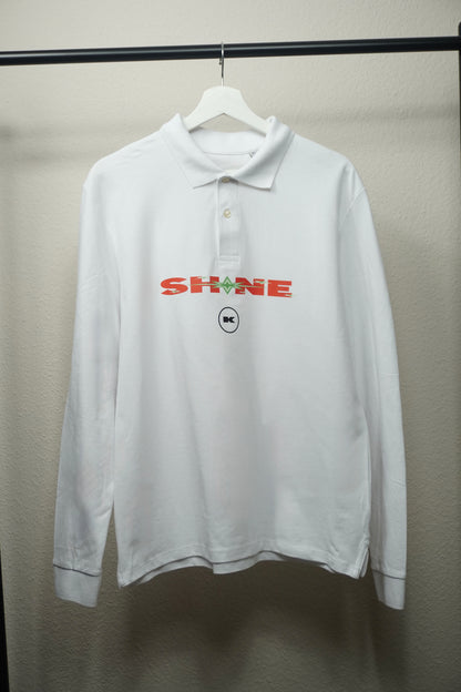 Langarm Poloshirt Weiß - Shine