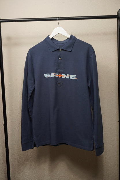 Langarm Poloshirt Blue - Shine
