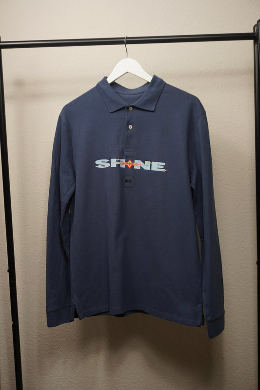 Langarm Poloshirt Blue - Shine