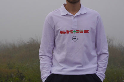 Langarm Poloshirt Weiß - Shine
