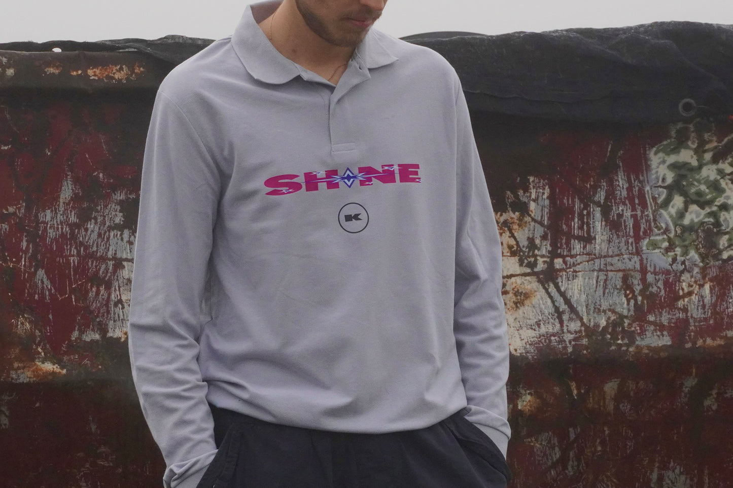 Langarm Poloshirt Grau - Shine